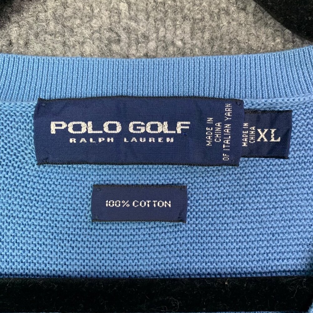 Vintage Polo Golf Ralph‎ Lauren Sweater Vest Men's Sz XL Blue 100% Cotton Cable - Picture 6 of 8
